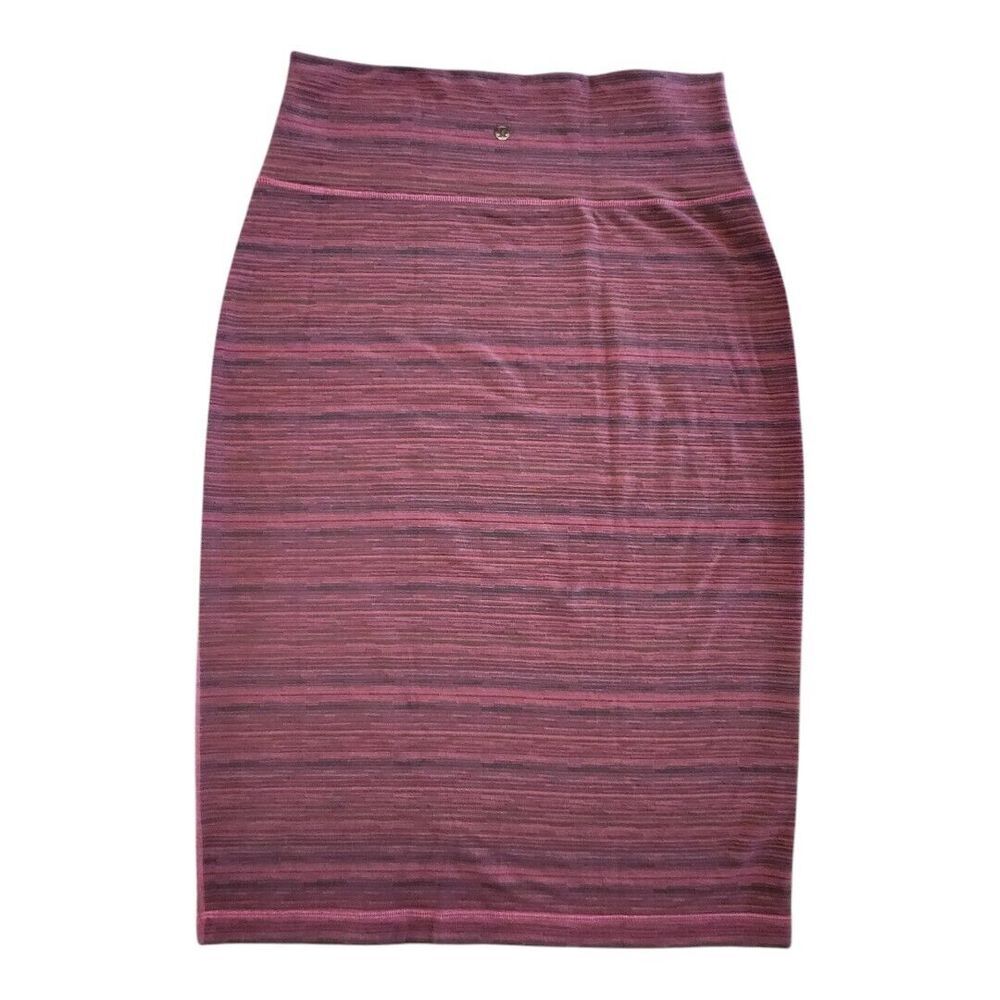 EUC Lululemon Skirt Womens 10 Purple Striped Pencil Skirt Bodycon Yoga Over Logo - Picture 2 of 9